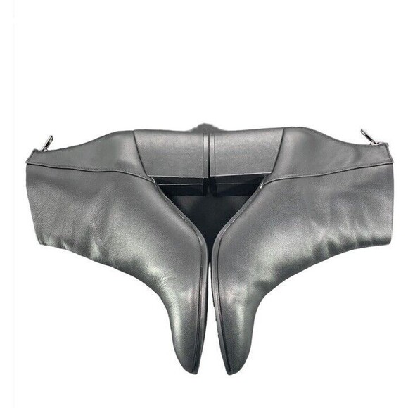 Aqua Dante Boots Black 7.5 Leather Almond Toe Ankle Fashion Fall Block Heel EUC - Picture 3 of 10